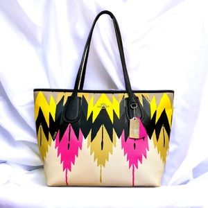 COACH Lmt Ed Southwestern Aztec Print Leather Tote
